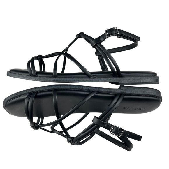 Torrid Strappy Sandals Women’s 8.5WW Black Faux Leather Open Toe Square Flats - Picture 8 of 11